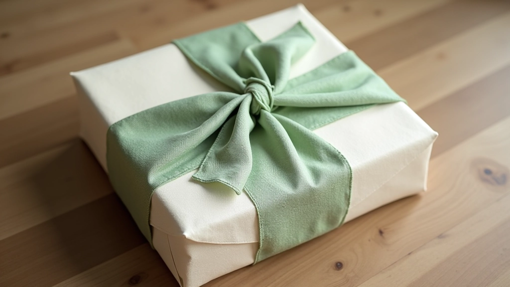 Wrapped gift showing layered linen technique with two complementary colored wraps creating visual contrast