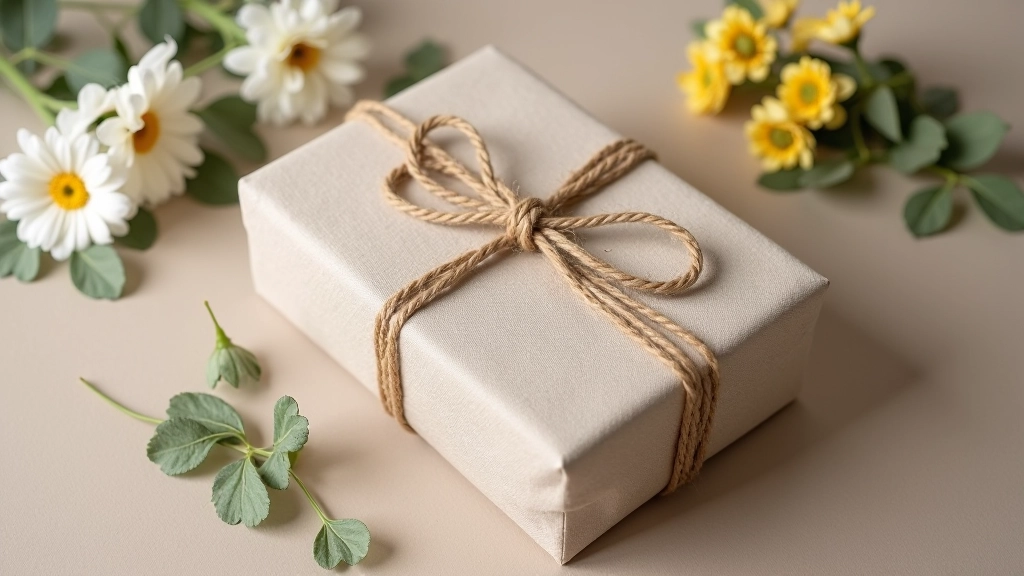 Gift wrapped in sustainable linen with natural twine