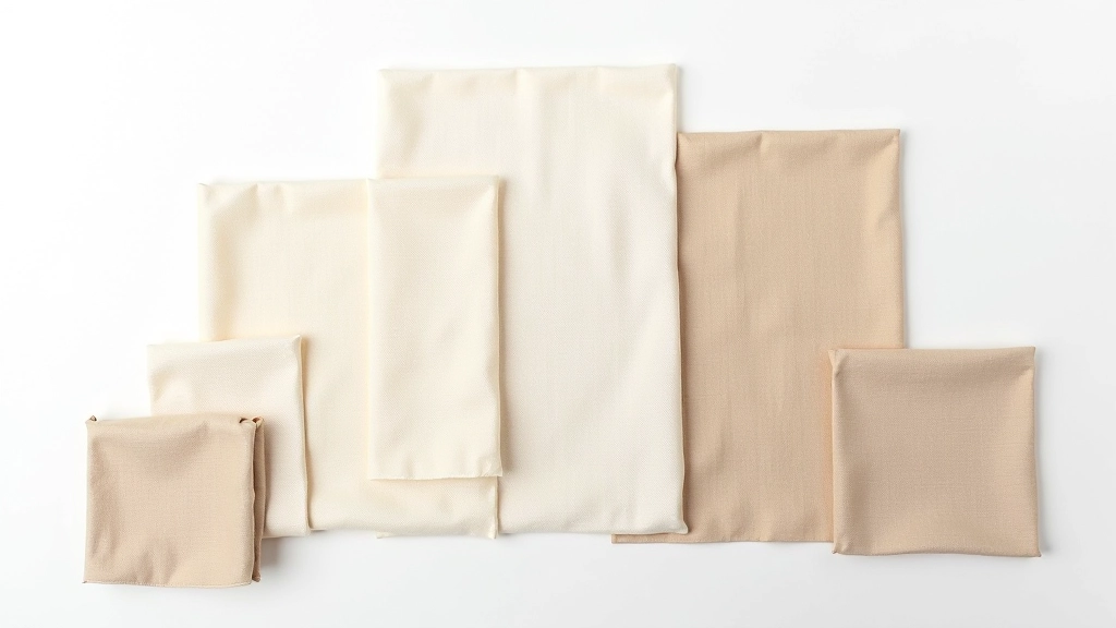 Collection of linen wraps in natural earth tones displayed flat, showing different weave patterns and textures