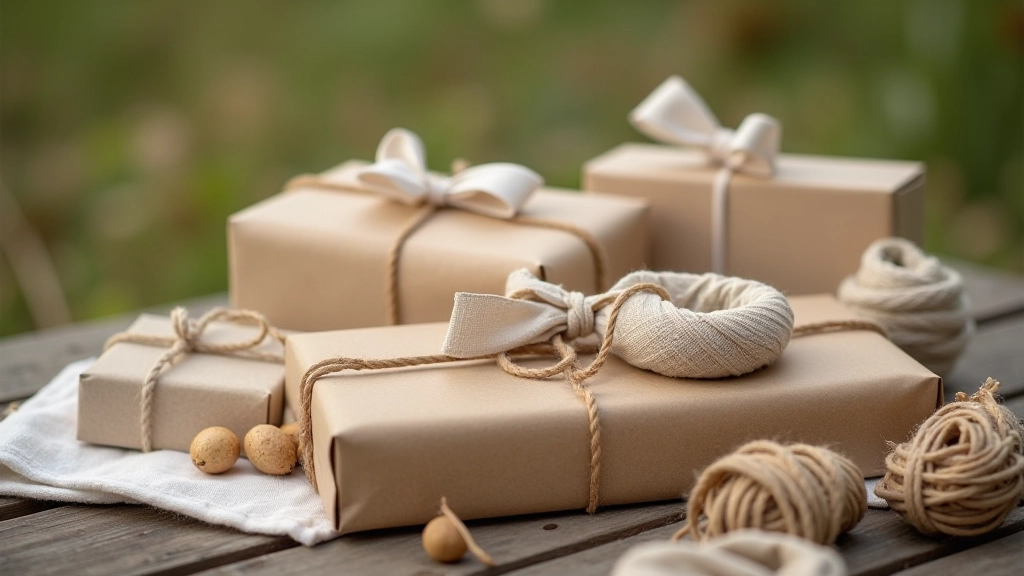 Eco-friendly linen gift wrapping sets with sustainable packaging materials