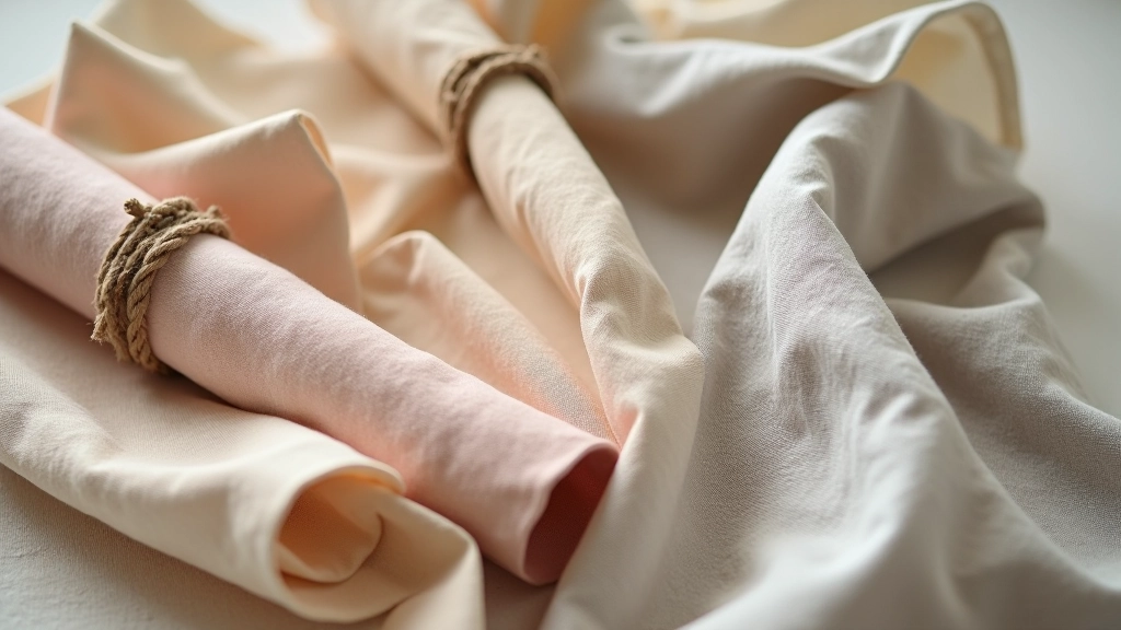 Variety of natural linen wraps in different colors and textures arranged together